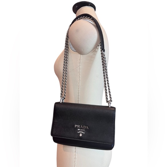 Prada Black Shoulder Bag with Silver Chain - Picture 3 of 15